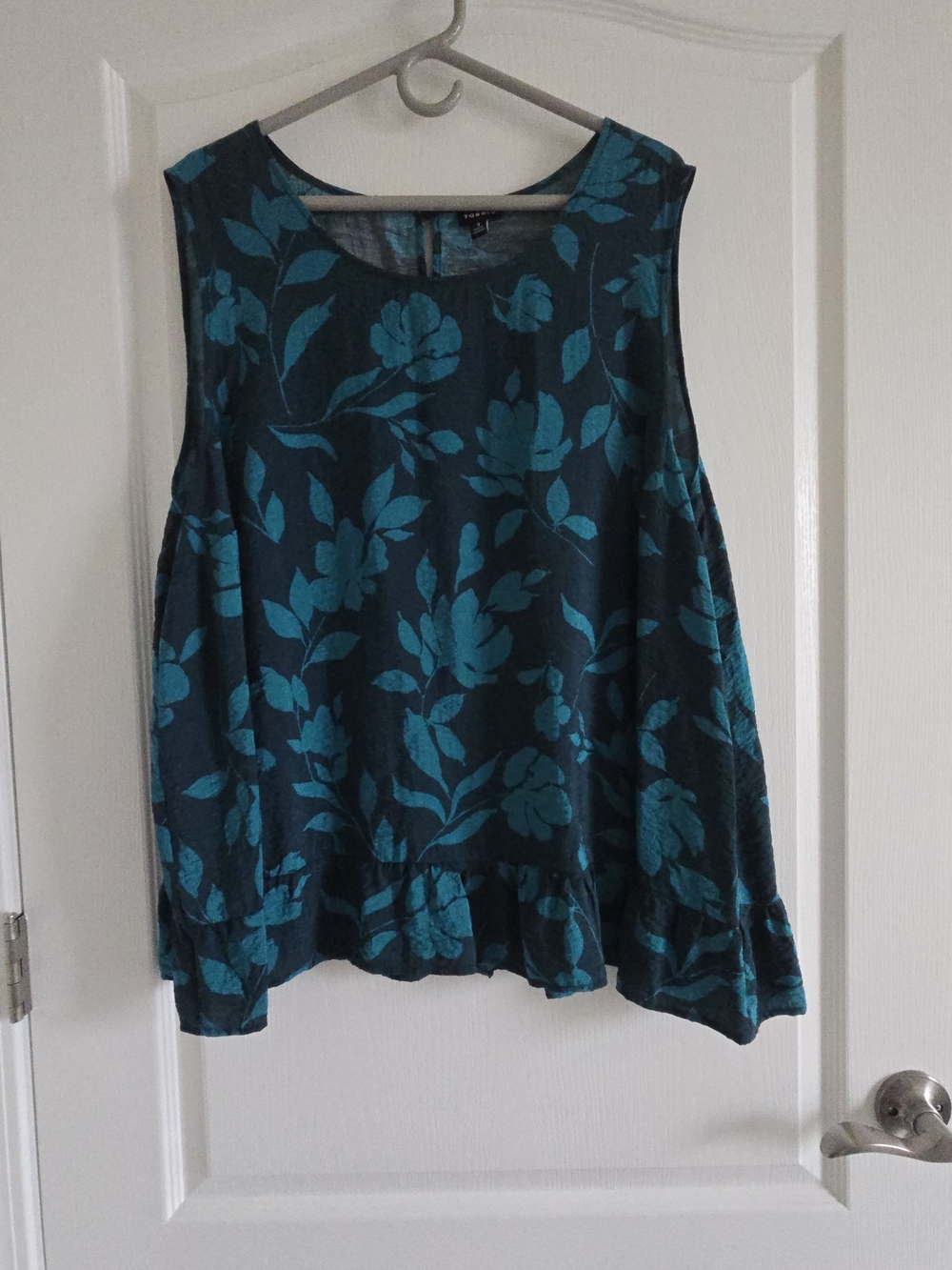 torrid Teal Floral Ruffle-Hem Tank